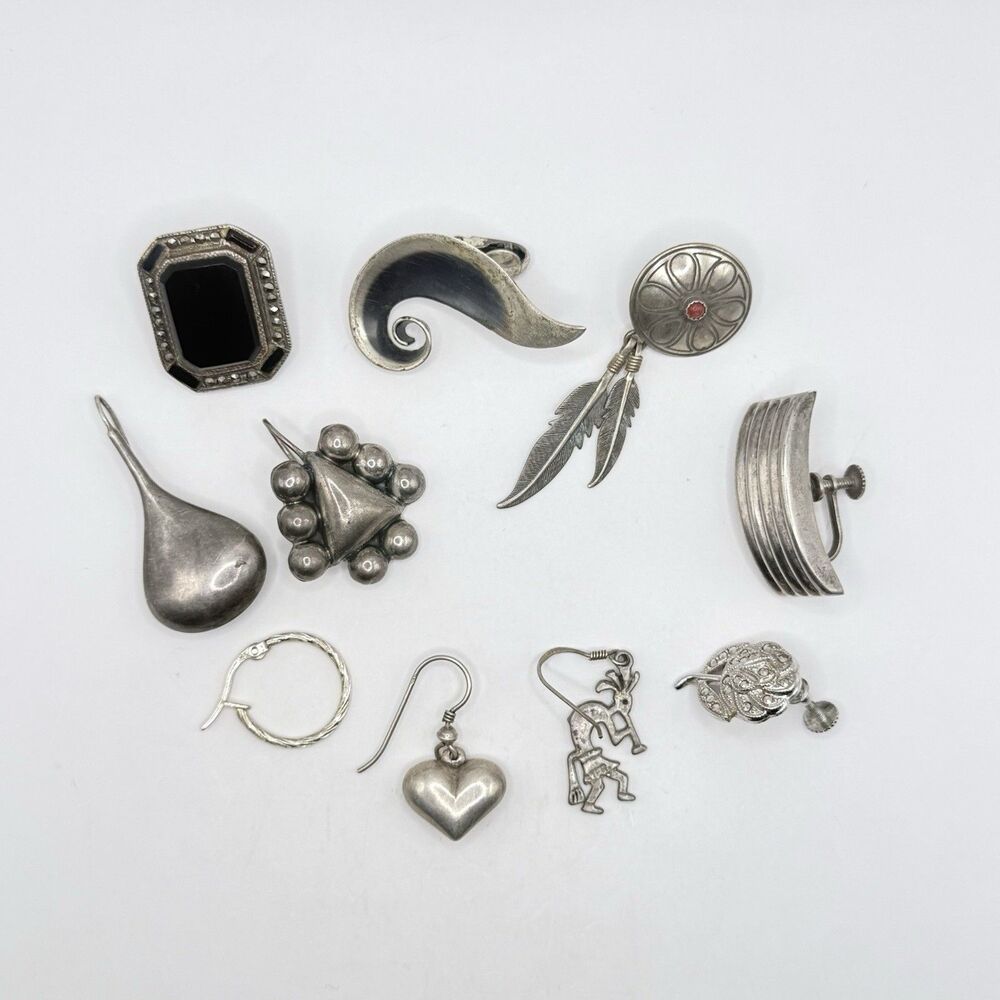 Vintage 34g Sterling Silver SINGLE Earring Lot 10 925 Mexico Native Kokopelli